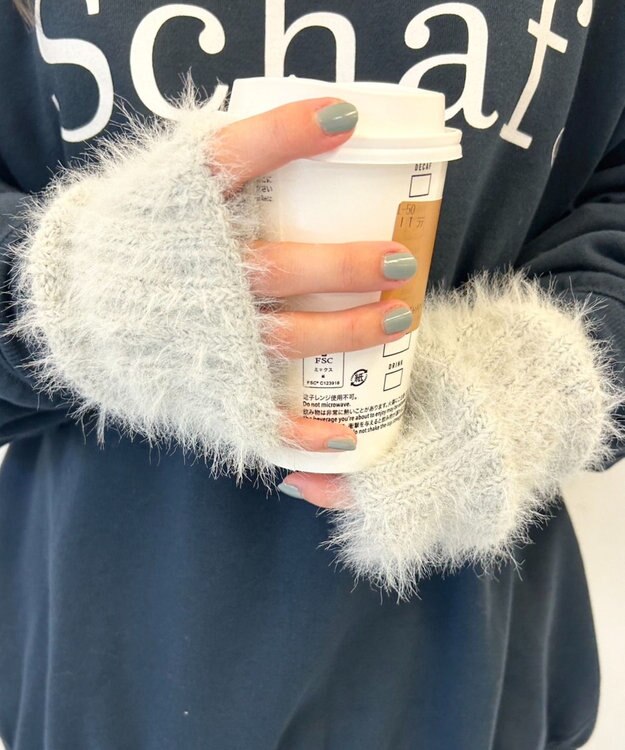 WEGO キラキラファーアームカバー ライトグレー