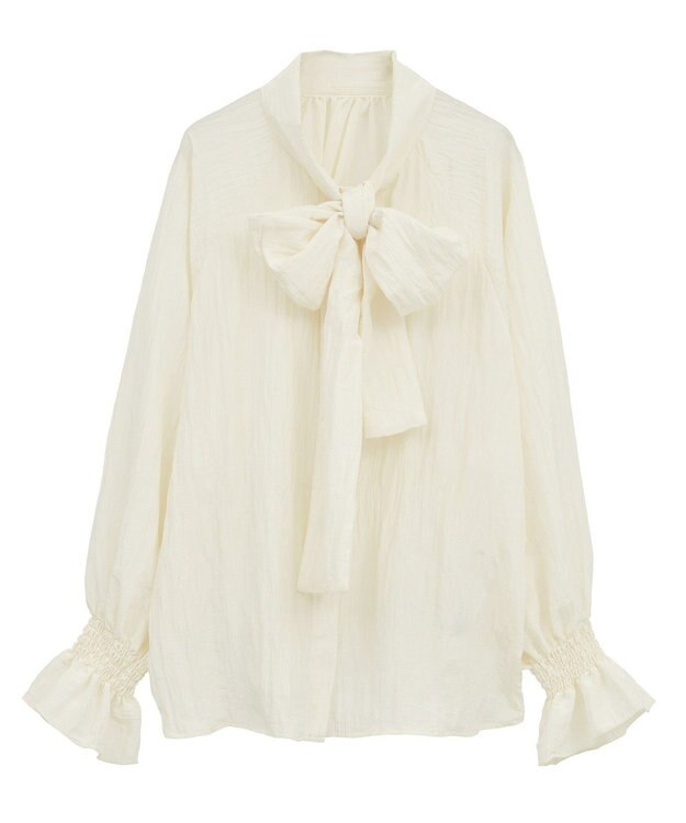 Green Parks ボウタイリボンブラウス Ivory