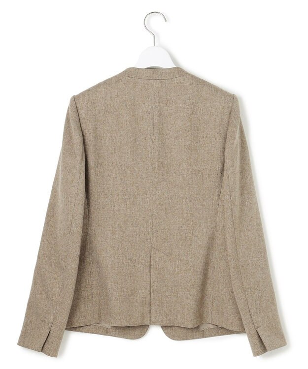 23区 【洗える】ウールライクカルゼ ノーカラー ジャケット ブラウン系