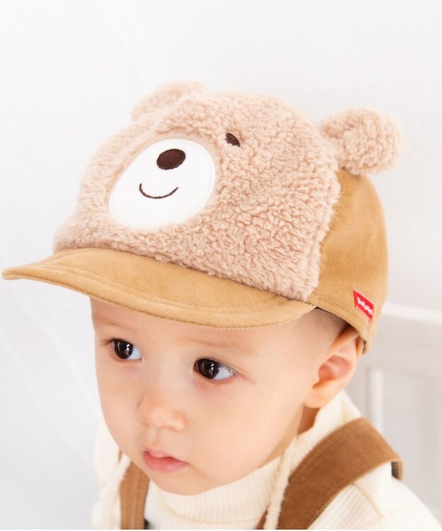 MIKI HOUSE HOT BISCUITS 【44-52cm】 くまのお顔 ボアキャップ ベージュ