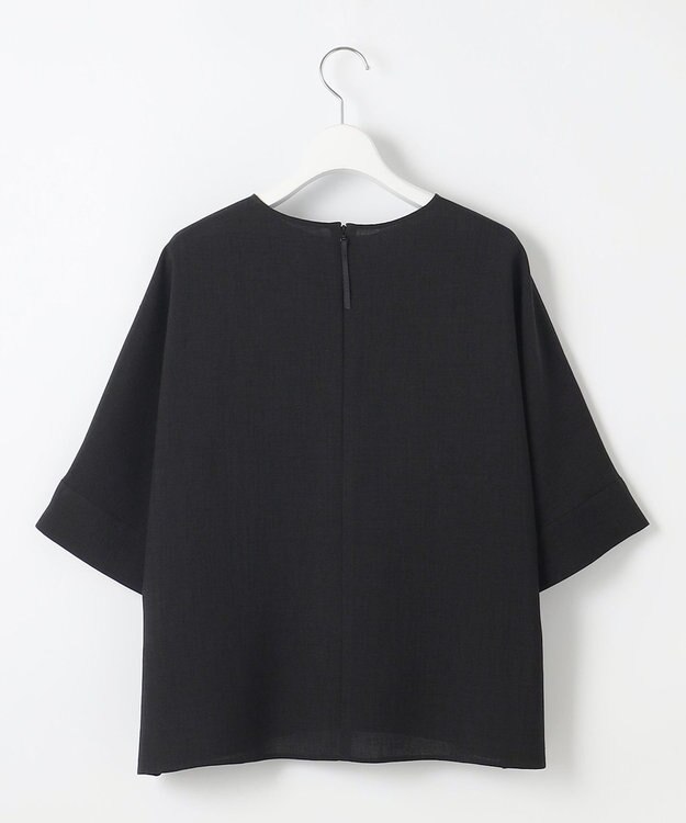 自由区 【セットアップ対応・接触冷感・UVカット・洗える】ライトリネンライク Tブラウス ブラック