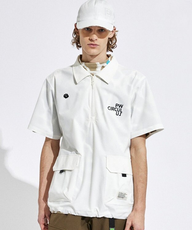 PW CIRCULUS 【機能性素材 TM ICE 使用】【MEN】ハーフジップ シャツ ホワイト系