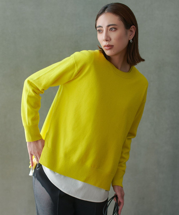 ICB 【新色追加】ソフトカシミヤミックス クルーネックニット イエロー