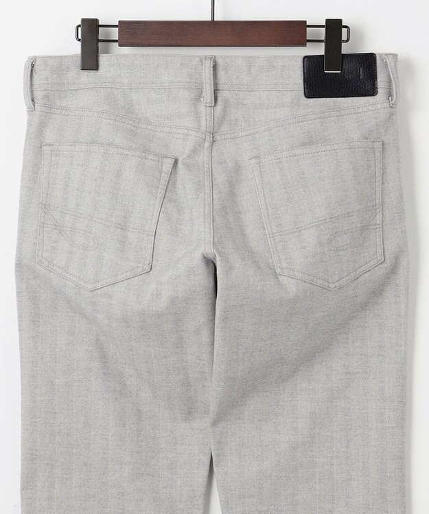 JOSEPH ABBOUD 【キングサイズ・イタリア素材/ストレッチ】ヘリンボンモールスキン5ポケットデザインパンツ ライトグレー系