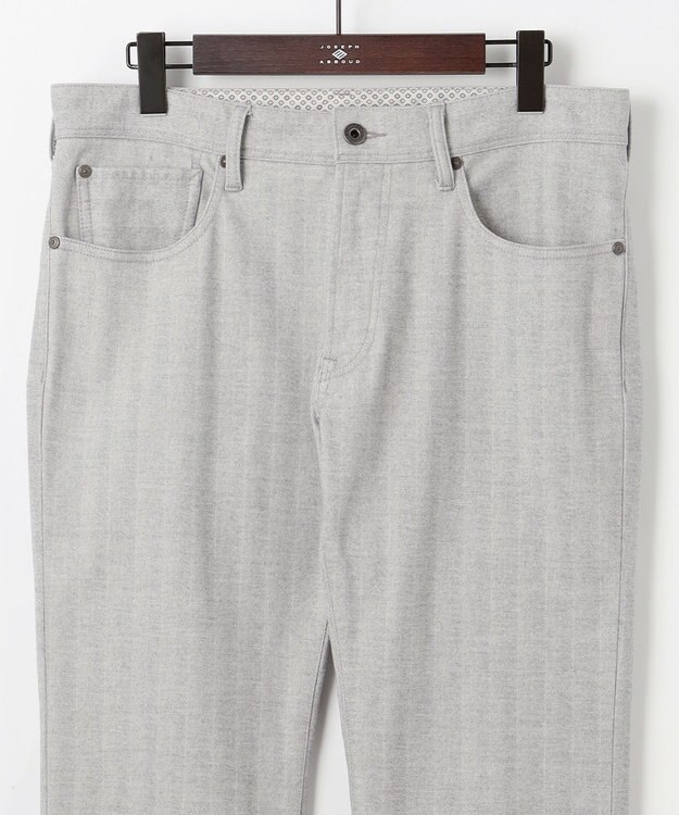 JOSEPH ABBOUD 【キングサイズ・イタリア素材/ストレッチ】ヘリンボンモールスキン5ポケットデザインパンツ ライトグレー系