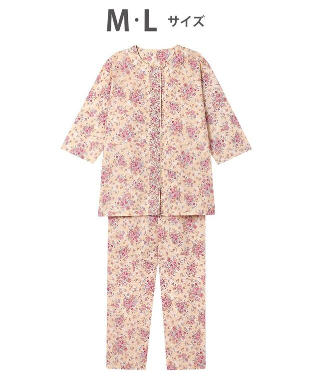 WACOAL パジャマ 7分袖 長袖 長ズボン 綿100%(本体) ローン素材 ミントン レディース NDT265 /ワコール オレンジ