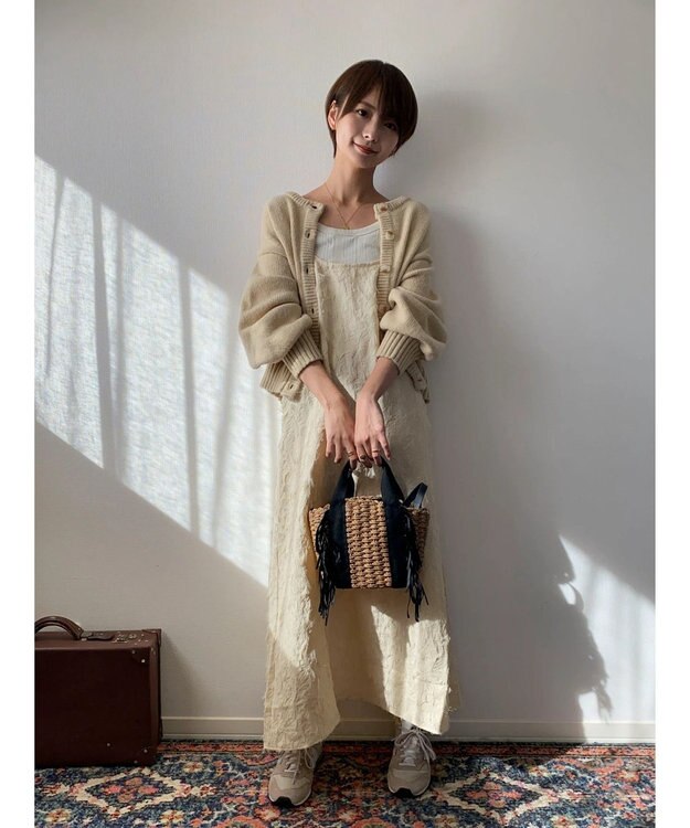 Green Parks クルーネックカーディガン Beige