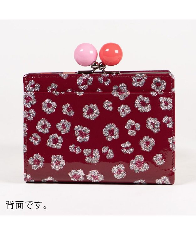 tsumori chisato CARRY グリッターフラワー がま口 2つ折り財布 ボルドー