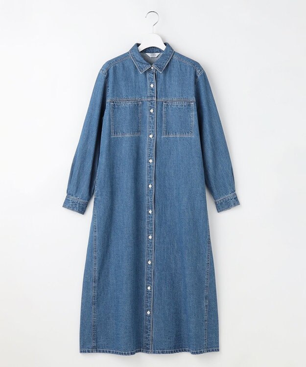 J.PRESS LADIES コットンリネン 7oz デニム シャツ ワンピース ユーズド系