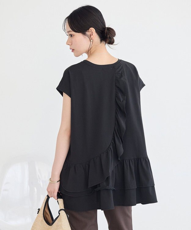 earth music&ecology 【接触冷感】ラッフルヘムプルオーバー Black