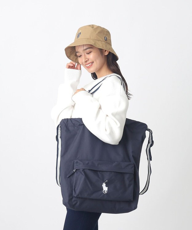 MOONBAT POLO RALPH LAUREN(ポロ ラルフローレン) 2WAYレインバッグカバー POLO PONY 撥水加工 レインバッグ ネイビーブルー