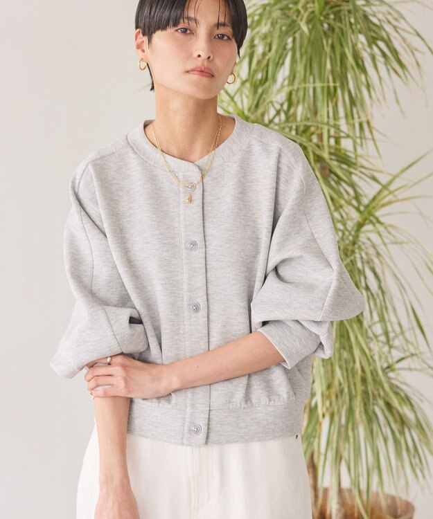 AMERICAN HOLIC ポンチクルーネックカーディガン Gray Mixture