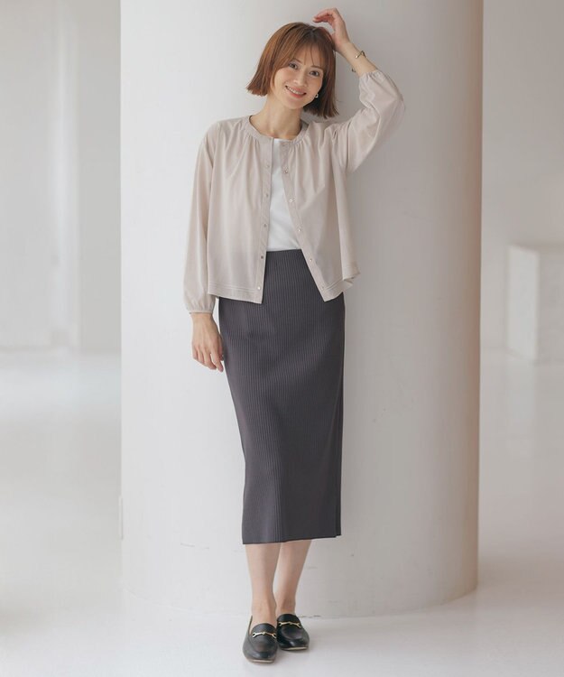 J.PRESS LADIES 【洗える】リブ ナロー スカート スレート系