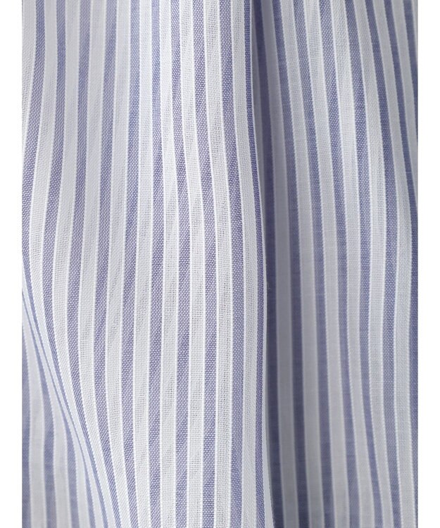 earth music&ecology ワンポイント刺繍ロングシャツ Stripe Navy