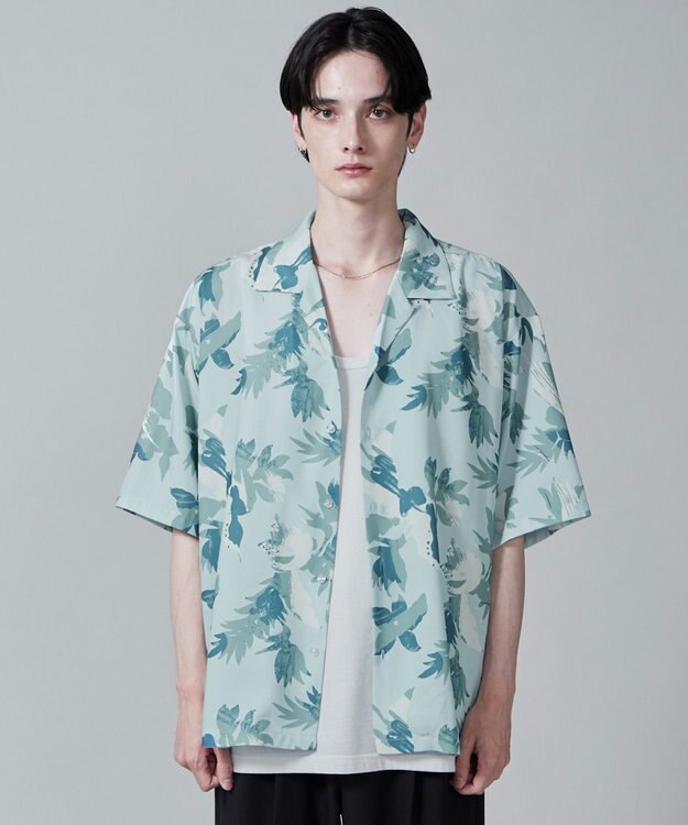 WEGO 【ユニセックス着用ITEM/MLサイズ展開】トロミアロハシャツ（S） サックス