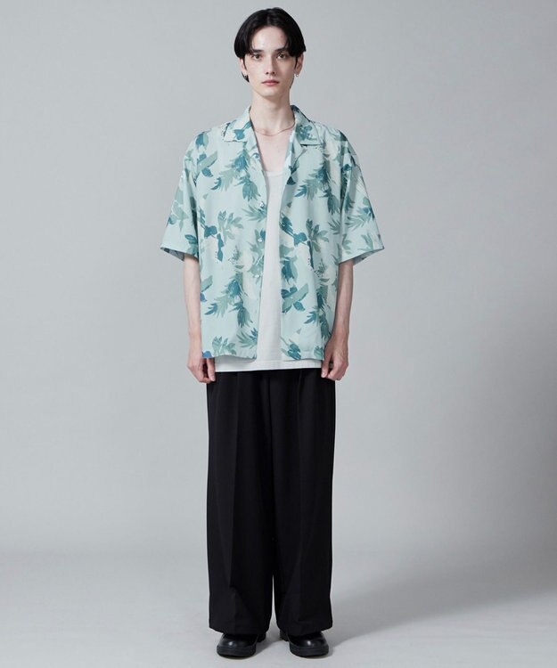 WEGO 【ユニセックス着用ITEM/MLサイズ展開】トロミアロハシャツ（S） サックス