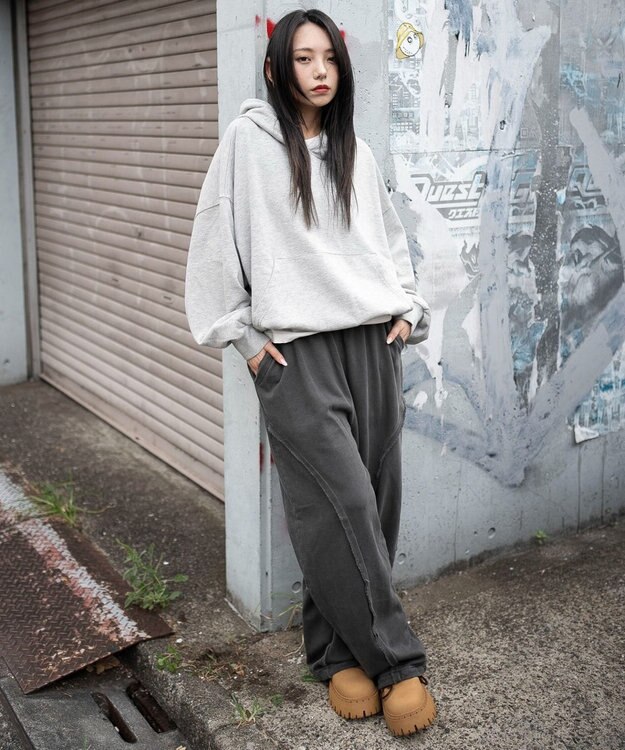 WEGO 【ユニセックス着用ITEM/ウエストゴム/MLサイズ展開】バルーン3Dスウェットパンツ ブラックその他