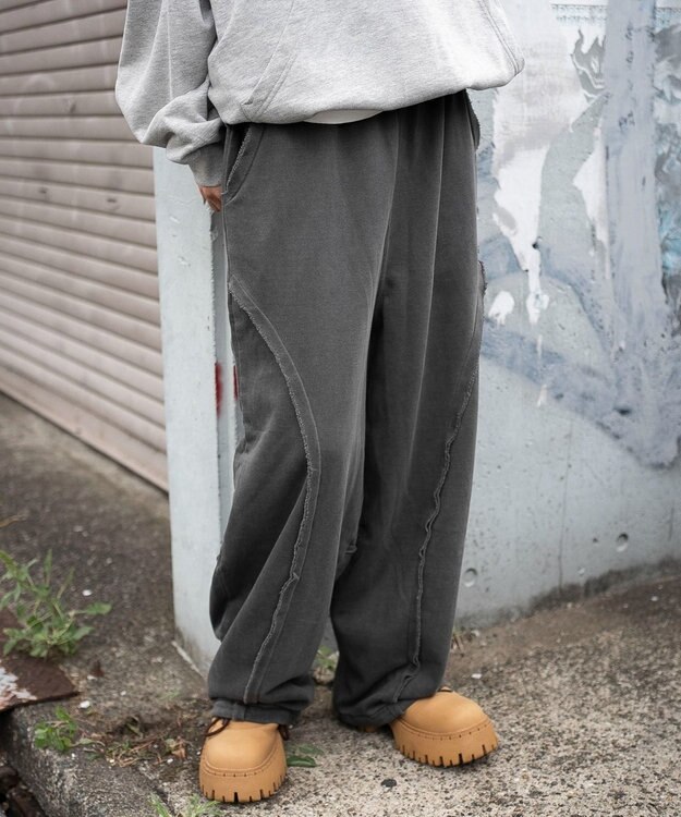 WEGO 【ユニセックス着用ITEM/ウエストゴム/MLサイズ展開】バルーン3Dスウェットパンツ ブラックその他