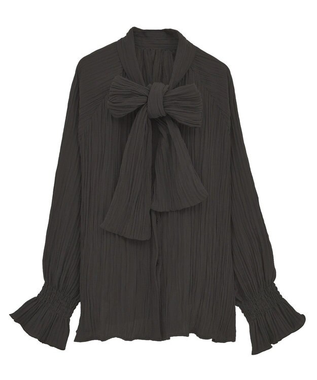 Green Parks ボウタイリボンブラウス Black