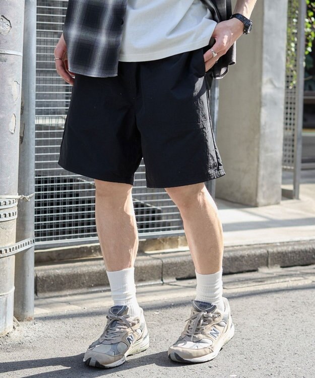 WEGO 【ウエストゴム/紐/速乾/洗濯可/SMLサイズ展開】ナイロンイージーショーツ ブラック