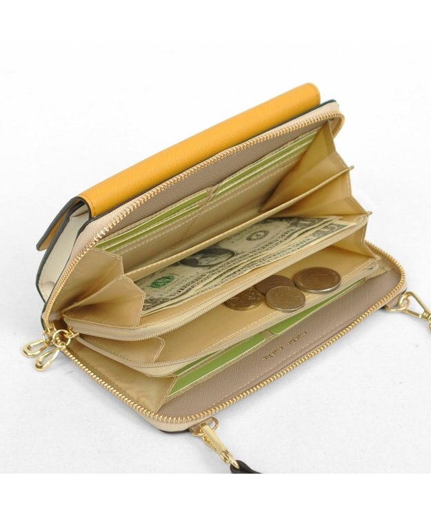 UNBILLION カシュカシュ cachecache / WEB限定カラーコンビウォレットショルダーバッグ マスタード