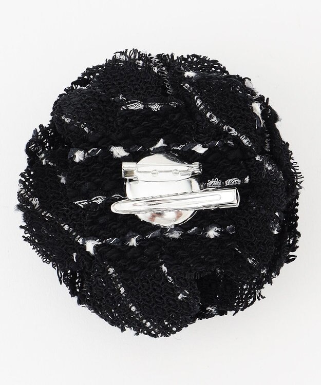 自由区 ツイードコサージュ ブラック系