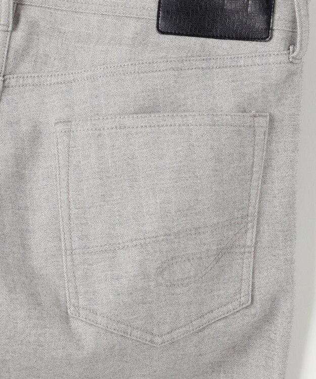 JOSEPH ABBOUD 【キングサイズ・イタリア素材/ストレッチ】ヘリンボンモールスキン5ポケットデザインパンツ ライトグレー系