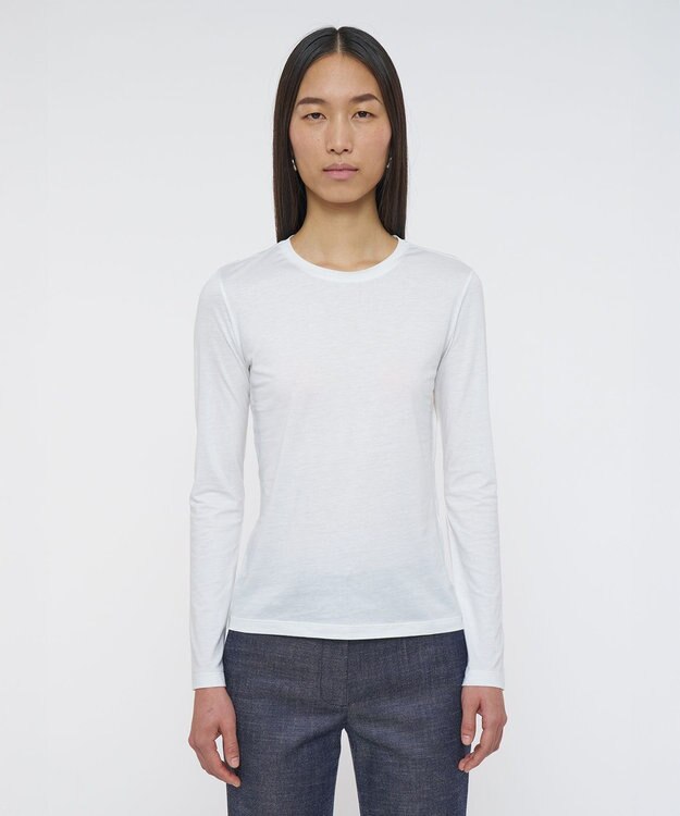 JOSEPH 【洗える】コットンシルク　ロングスリーブティーシャツ Off white