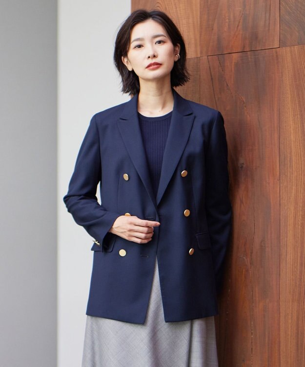 J.PRESS LADIES S 【洗える】50/2 T/Rウォッシャブルギャバ ジャケット ネイビー系