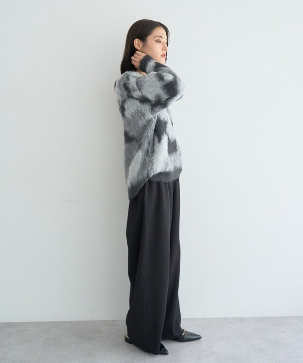 YECCA VECCA フラワー柄シャギーニット Charcoal Gray