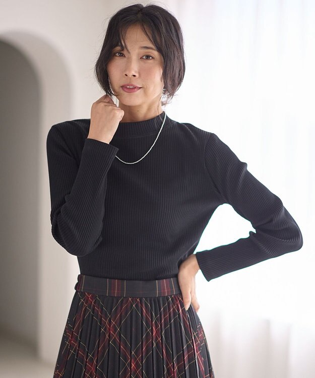 ANY テレコハイネックロングスリーブＴシャツ ブラック