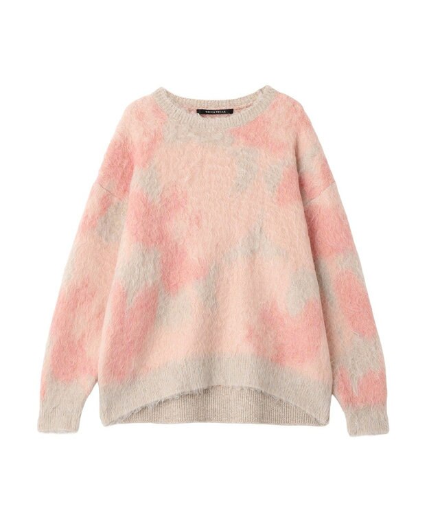 YECCA VECCA フラワー柄シャギーニット Pink