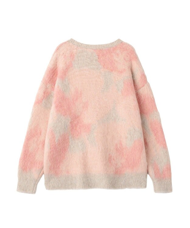 YECCA VECCA フラワー柄シャギーニット Pink