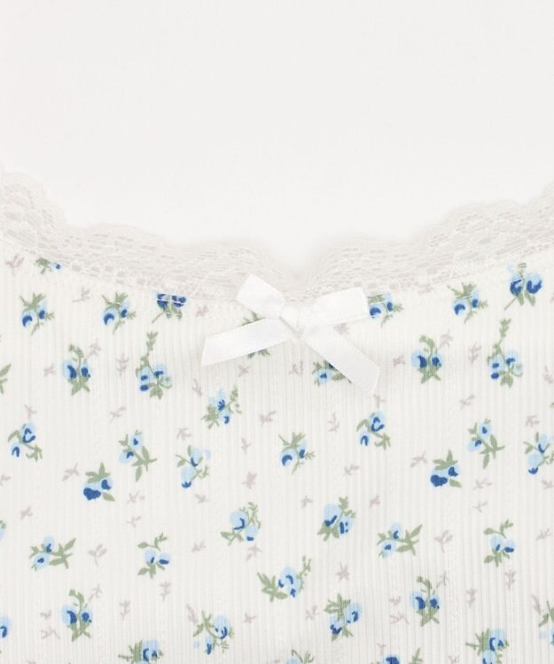 WEGO 【カップ付きインナー】花柄レースカップインキャミ ブルー