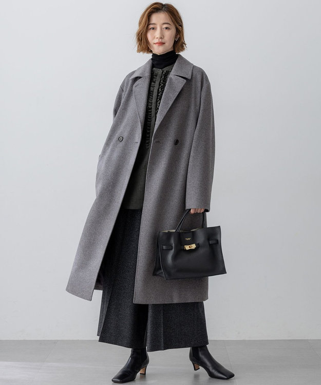 23区 L ラメミックスツイード クロップド パンツ チャコール系