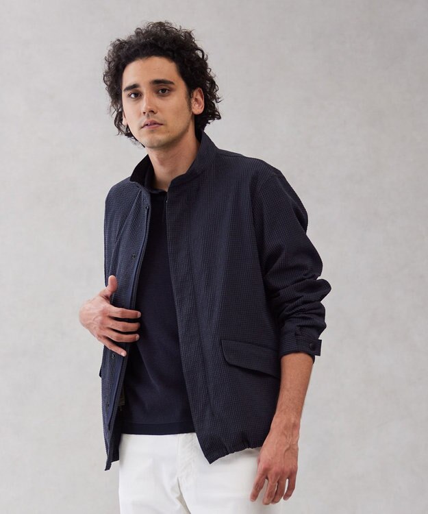 J.PRESS MEN ハイパワーストレッチサッカー ハーバーブルゾン グレー系3