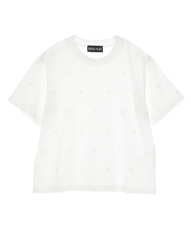 Green Parks ・ＤＯＵＢＬＥ　ＦＬＡＧＳ　ハート総柄刺繍ＴＥＥ Off White
