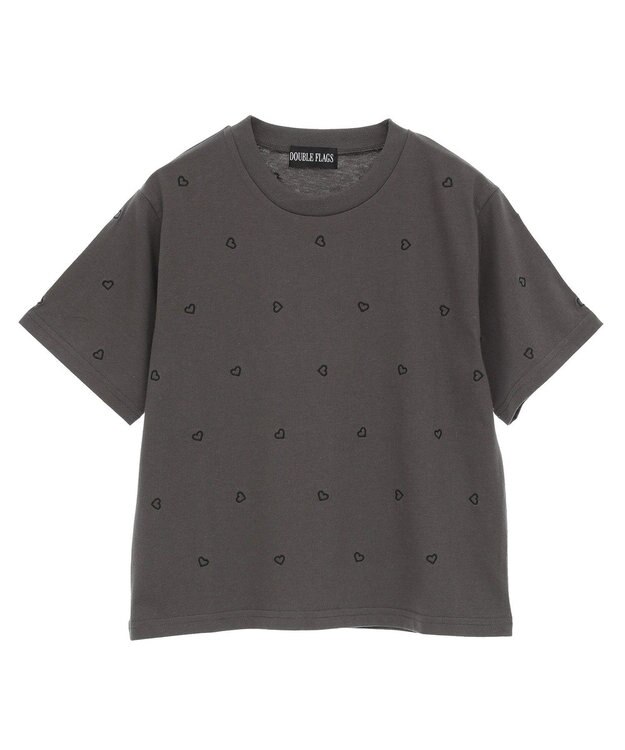 Green Parks ・ＤＯＵＢＬＥ　ＦＬＡＧＳ　ハート総柄刺繍ＴＥＥ Charcoal Gray