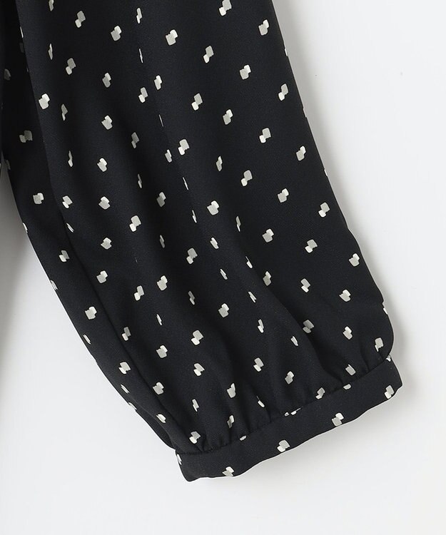 自由区 【セット可/洗える】ダブルスクエアプリント バンドカラーブラウス ネイビー系5