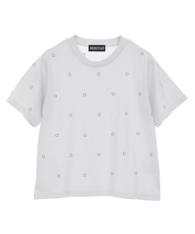 Green Parks ・ＤＯＵＢＬＥ　ＦＬＡＧＳ　ハート総柄刺繍ＴＥＥ Light Gray
