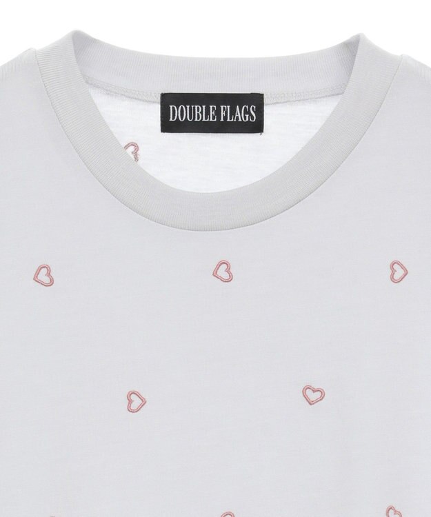 Green Parks ・ＤＯＵＢＬＥ　ＦＬＡＧＳ　ハート総柄刺繍ＴＥＥ Light Gray
