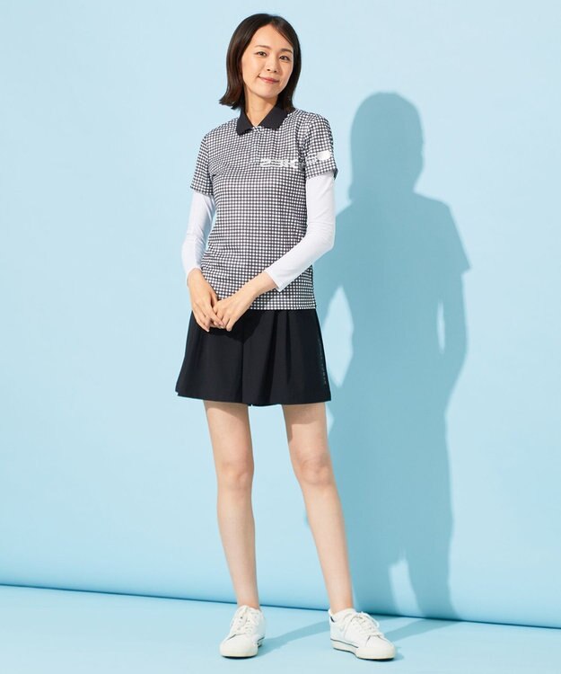 23区GOLF 【WOMEN】【接触冷感・UVケア・吸水速乾】ギンガムチェック柄 ポロシャツ ブラック系3