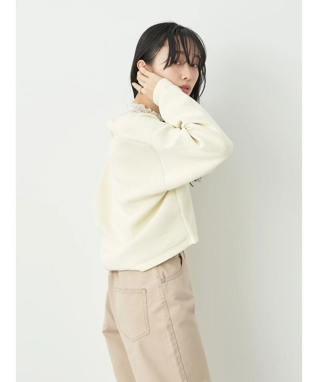 earth music&ecology バイカラースポンディッシュカーディガン Ivory