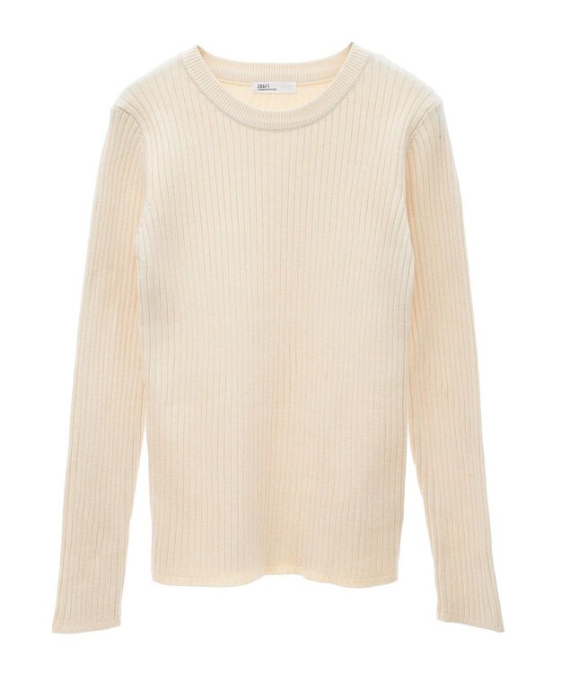 CRAFT STANDARD BOUTIQUE 洗える/とてもちクルーネックリブニットプルオーバー Ivory