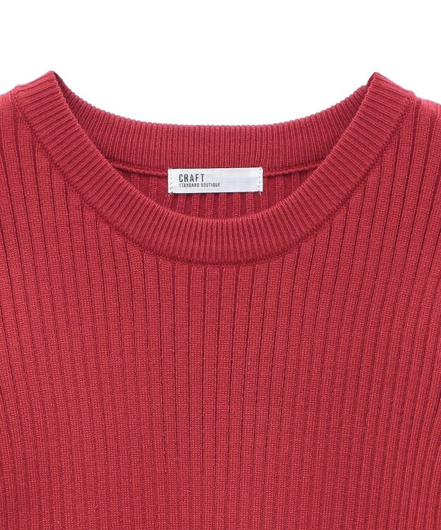 CRAFT STANDARD BOUTIQUE 洗える/とてもちクルーネックリブニットプルオーバー Red