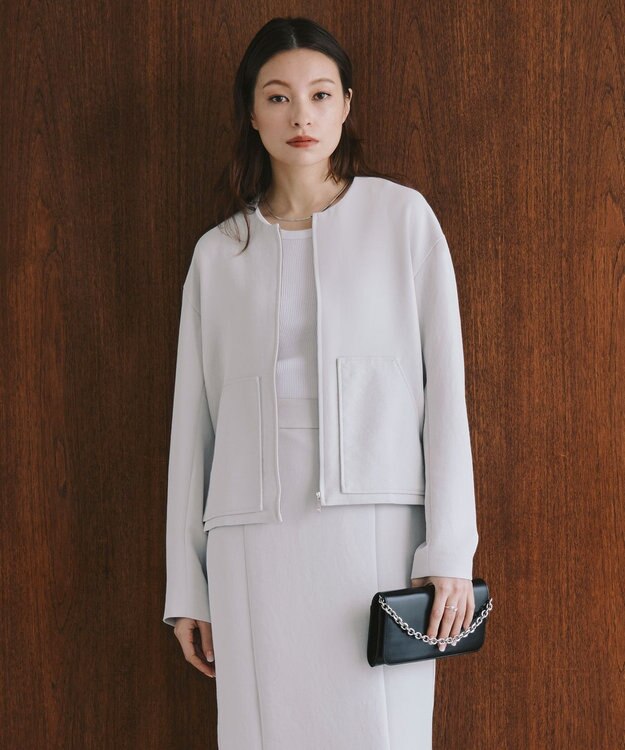 ICB L 【洗える】 ダブルクロスクレープ ブルゾン トープ系