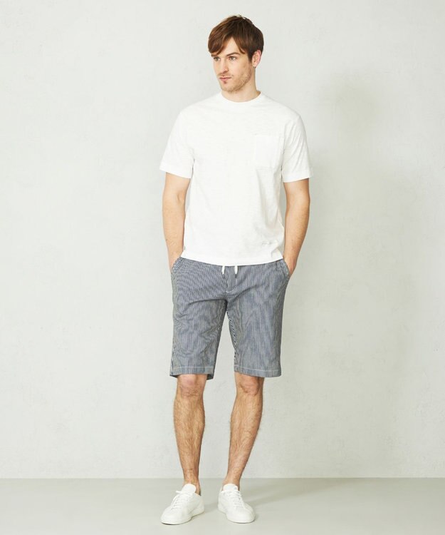 JOSEPH ABBOUD MOUNTAIN 【SPACE／UNISEX】ストライプイージーショートパンツ ネイビー系1