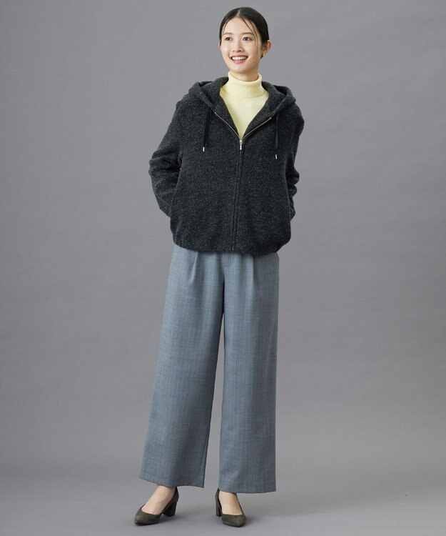 J.PRESS LADIES 【WEB限定カラーあり】パイルジャージー ジップアップ パーカー チャコール系