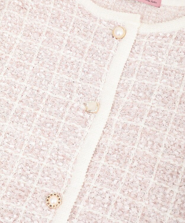 Maison de FLEUR ツイードニットカーディガン Pink