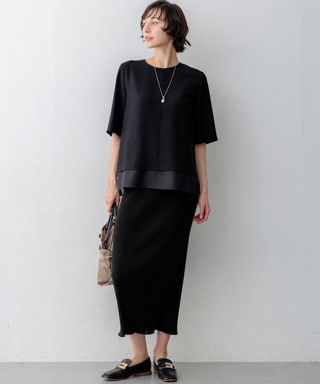 23区 【SLOW/一部店舗限定】ホールガーメント リブニット スカート ブラック系